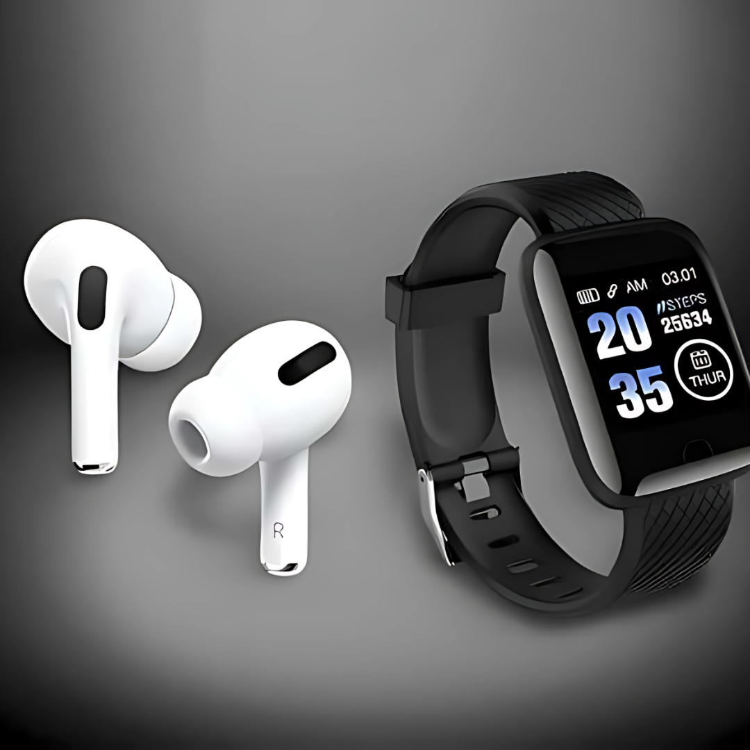 🎧 Bluetooth Wireless Earbuds + ⌚ Smart Watch Combo | 2-in-1 Ultimate Tech Pack | Assorted Colors